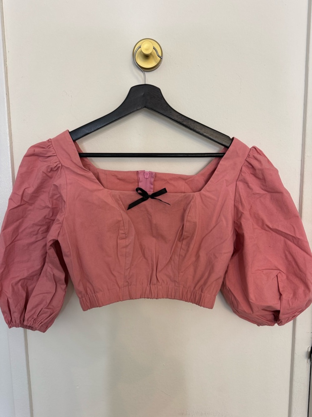 Vixen by Micheline Pitt Dusty Rose Puff Sleeve Crop Top